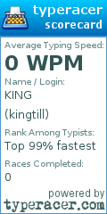 Scorecard for user kingtill