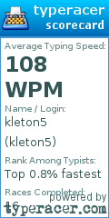 Scorecard for user kleton5