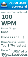 Scorecard for user kobeelijah111