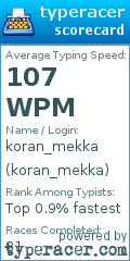 Scorecard for user koran_mekka