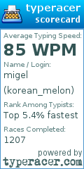 Scorecard for user korean_melon