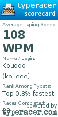 Scorecard for user kouddo