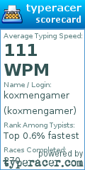 Scorecard for user koxmengamer