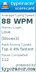Scorecard for user l0ovex3