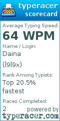 Scorecard for user l9l9x