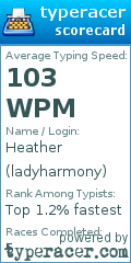Scorecard for user ladyharmony