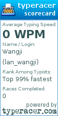 Scorecard for user lan_wangji