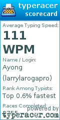 Scorecard for user larrylarogapro