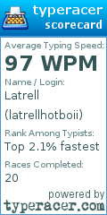 Scorecard for user latrellhotboii