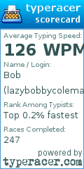 Scorecard for user lazybobbycolemak