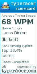 Scorecard for user lbirkert