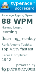 Scorecard for user learning_monkey