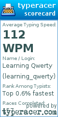 Scorecard for user learning_qwerty