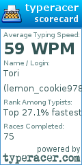 Scorecard for user lemon_cookie978