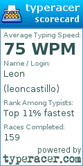 Scorecard for user leoncastillo