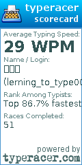 Scorecard for user lerning_to_type00