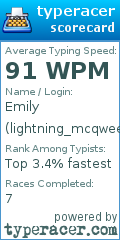 Scorecard for user lightning_mcqween