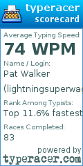 Scorecard for user lightningsuperwagon38