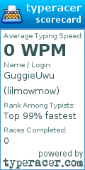 Scorecard for user lilmowmow