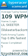 Scorecard for user lilskeeterbackontop