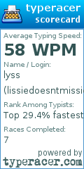 Scorecard for user lissiedoesntmissie