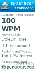 Scorecard for user littlerosewood