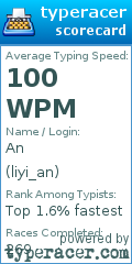 Scorecard for user liyi_an