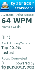 Scorecard for user llll4