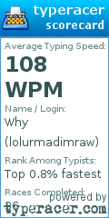 Scorecard for user lolurmadimraw