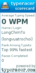 Scorecard for user longvuatrochoi