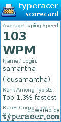 Scorecard for user lousamantha