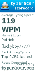 Scorecard for user luckyboy7777