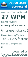 Scorecard for user mangostickyrice6969