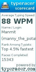 Scorecard for user manny_the_potato