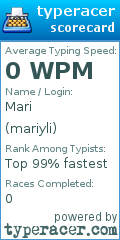 Scorecard for user mariyli