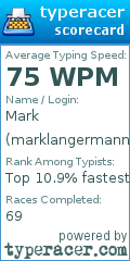 Scorecard for user marklangermann