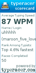 Scorecard for user maroon_five_lover