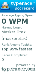 Scorecard for user maskerotak