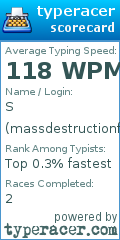 Scorecard for user massdestructionfes