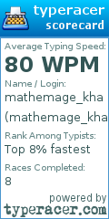 Scorecard for user mathemage_kha