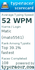 Scorecard for user mato5561