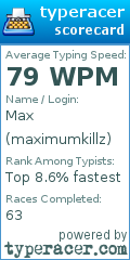 Scorecard for user maximumkillz