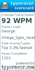 Scorecard for user mega_type_racer