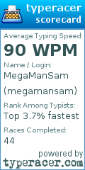 Scorecard for user megamansam