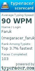 Scorecard for user megaracer_faruk17