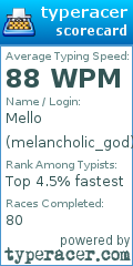Scorecard for user melancholic_god