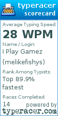 Scorecard for user melikefishys