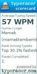 Scorecard for user memektembem69