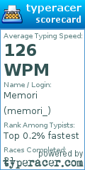 Scorecard for user memori_