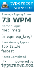 Scorecard for user meqimeqi_king